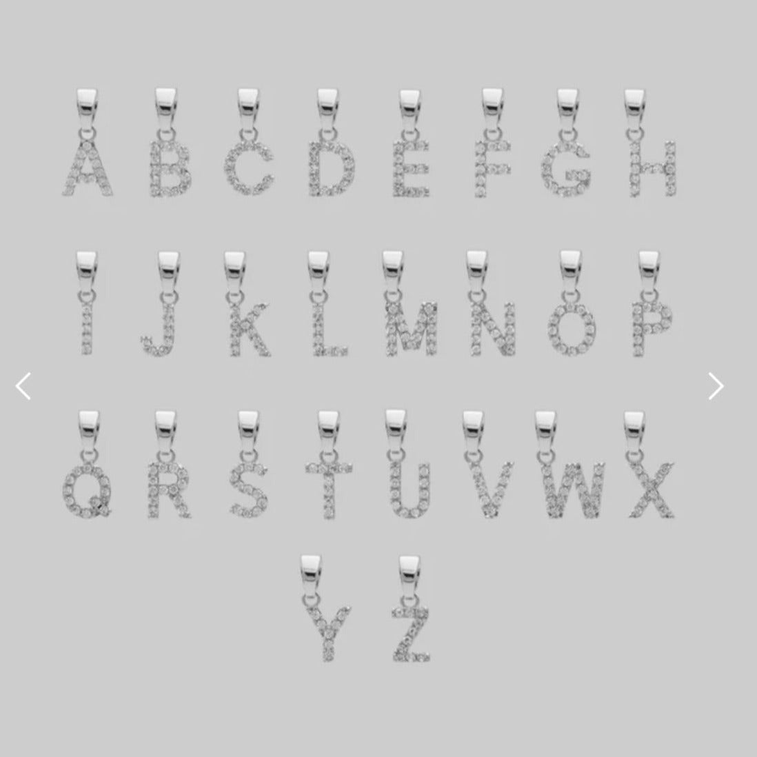 SILVER DIAMANTÉ INITIAL NECKLACE