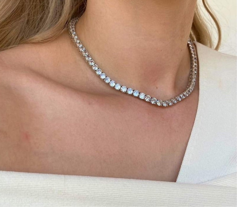 LUXE 5MM TENNIS NECKLACE- SILVER