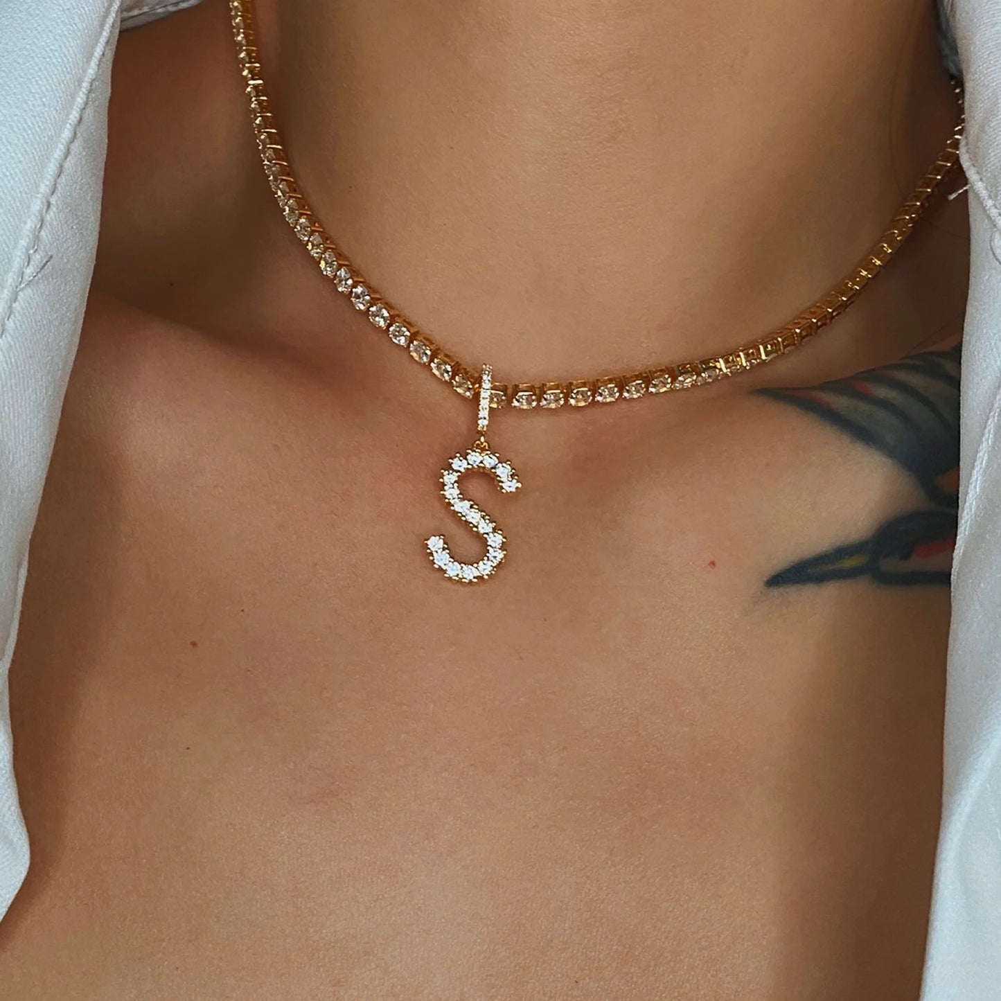 INITIAL TENNIS NECKLACE