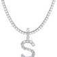 SILVER INITIAL TENNIS NECKLACE