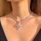 SILVER INITIAL TENNIS NECKLACE